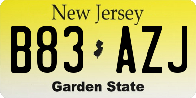 NJ license plate B83AZJ