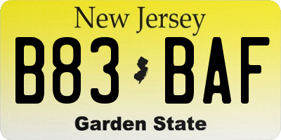 NJ license plate B83BAF