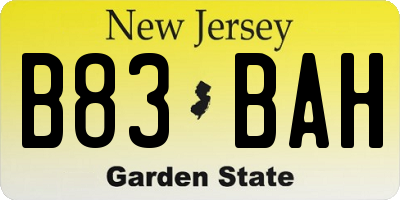NJ license plate B83BAH