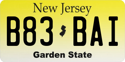 NJ license plate B83BAI