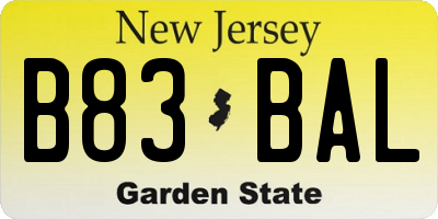 NJ license plate B83BAL