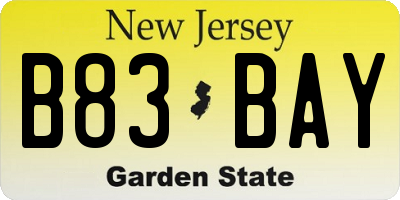 NJ license plate B83BAY
