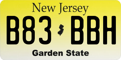 NJ license plate B83BBH