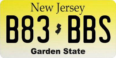 NJ license plate B83BBS