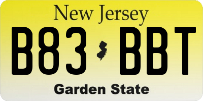 NJ license plate B83BBT