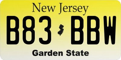 NJ license plate B83BBW