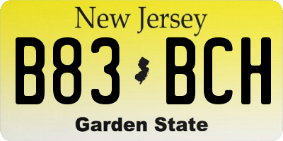 NJ license plate B83BCH