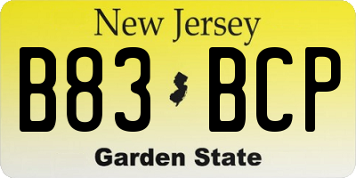NJ license plate B83BCP