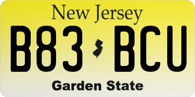NJ license plate B83BCU