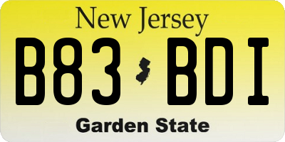 NJ license plate B83BDI
