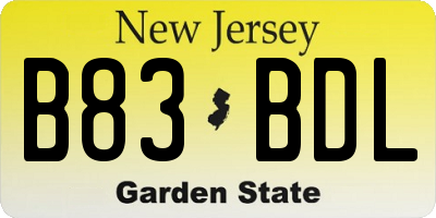 NJ license plate B83BDL