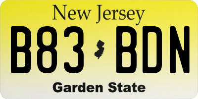 NJ license plate B83BDN
