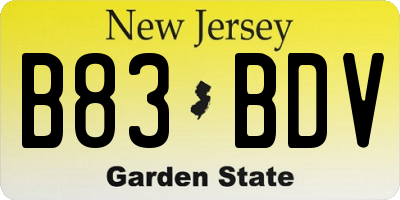 NJ license plate B83BDV