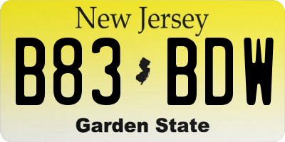 NJ license plate B83BDW