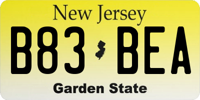 NJ license plate B83BEA