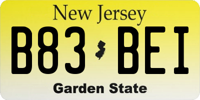 NJ license plate B83BEI