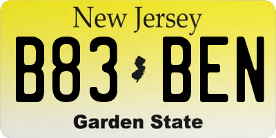 NJ license plate B83BEN