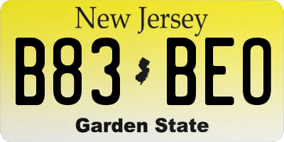 NJ license plate B83BEO
