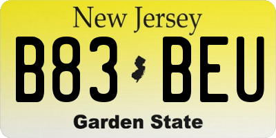 NJ license plate B83BEU