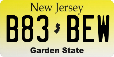 NJ license plate B83BEW