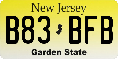 NJ license plate B83BFB