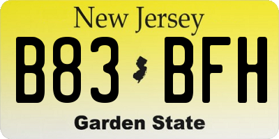 NJ license plate B83BFH