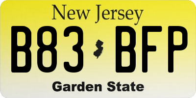 NJ license plate B83BFP