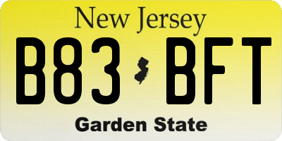 NJ license plate B83BFT