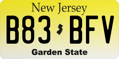 NJ license plate B83BFV