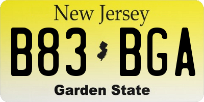 NJ license plate B83BGA