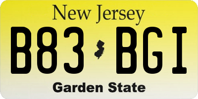 NJ license plate B83BGI