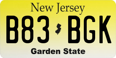 NJ license plate B83BGK