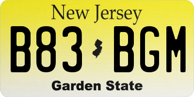 NJ license plate B83BGM