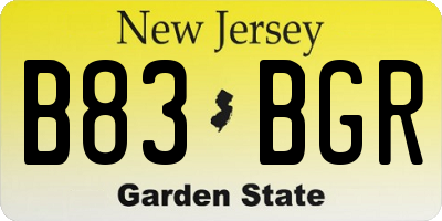 NJ license plate B83BGR