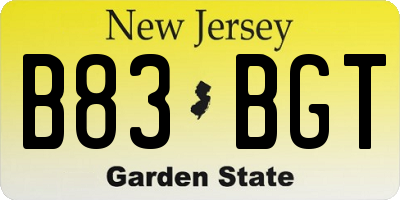 NJ license plate B83BGT