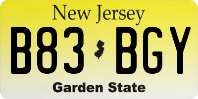 NJ license plate B83BGY