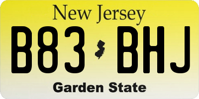 NJ license plate B83BHJ