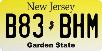 NJ license plate B83BHM