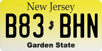 NJ license plate B83BHN