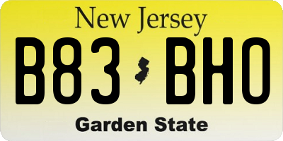 NJ license plate B83BHO