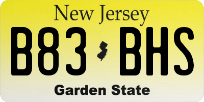 NJ license plate B83BHS