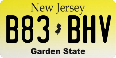 NJ license plate B83BHV