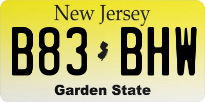 NJ license plate B83BHW