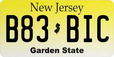 NJ license plate B83BIC