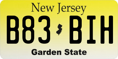 NJ license plate B83BIH