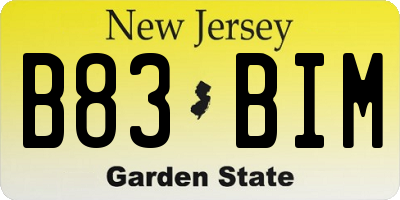 NJ license plate B83BIM