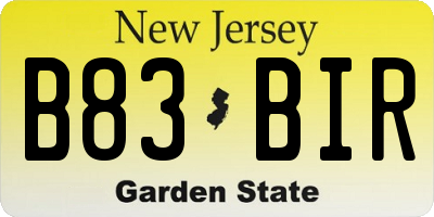 NJ license plate B83BIR