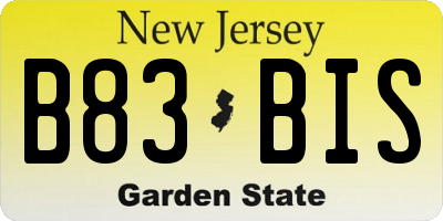 NJ license plate B83BIS