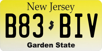 NJ license plate B83BIV