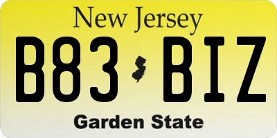 NJ license plate B83BIZ